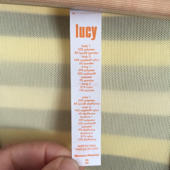 Women’s Lucy workout tank spin fusion tank yellow stripe NEW! - Picture 2 of 7